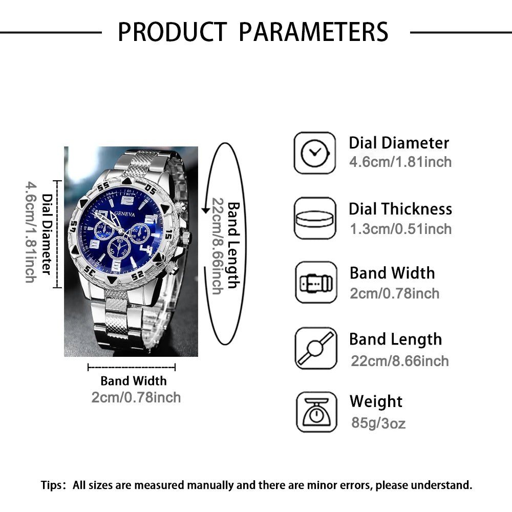 Men'S Foreign Trade Watch Men'S Large Dial Quartz Sports Square Watches for Men'S Glowing Watch Set