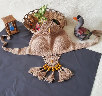 Europe and the United States New Woman Swimsuit Set, Beach Sunshine Bath, Foreign Trade Crochet Crochet Tassel Bikini