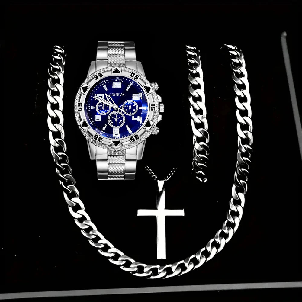 Men'S Foreign Trade Watch Men'S Large Dial Quartz Sports Square Watches for Men'S Glowing Watch Set