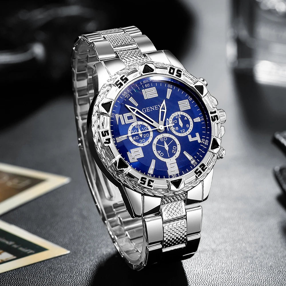 Men'S Foreign Trade Watch Men'S Large Dial Quartz Sports Square Watches for Men'S Glowing Watch Set
