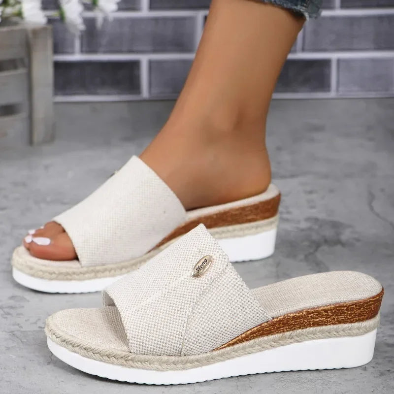 Summer New plus Size 43 Women'S Shoes Foreign Trade Slippers Woman Slippers Wedge Heel Thick Sole Lightweight Casual Shoes