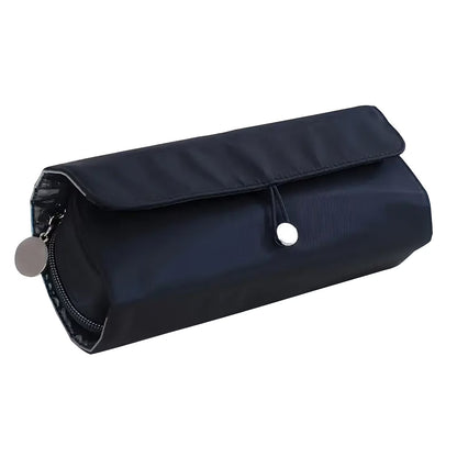 Makeup Brush Holder Makeup Brush Bag Travel Case Pouch Cosmetic Bag Organizer Travel Portable Cosmetics Brushes Black Leather Case with Small Clear Bag for Makeup Artists (Black)