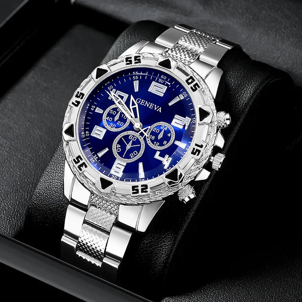 Men'S Foreign Trade Watch Men'S Large Dial Quartz Sports Square Watches for Men'S Glowing Watch Set