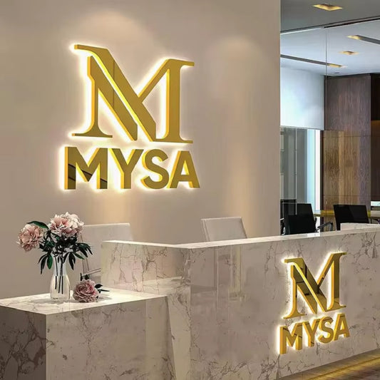 Business Logo Sign Custom 3D Backlit Business Sign Office Sign Shop Business Metal Logo Acrylic Wall Sign Trade Show