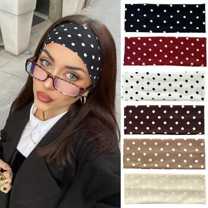 Women's yoga elastic headband with polka dots, autumn fashion makeup
