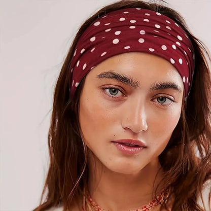 Women's yoga elastic headband with polka dots, autumn fashion makeup