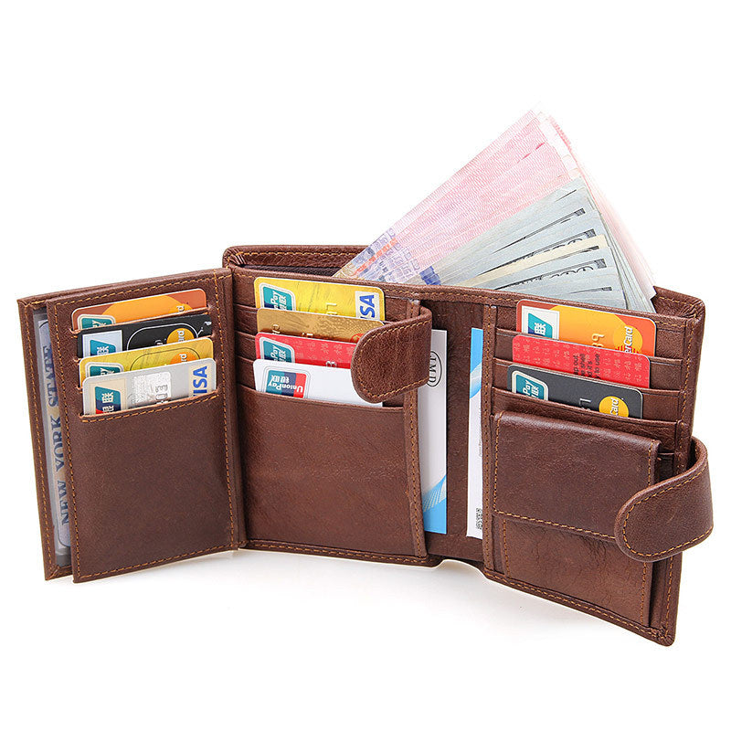 J.M.D Leather Wallet Multi Card Leather Men'S Wallet Purse RFID Scan 8129 anti Foreign Trade