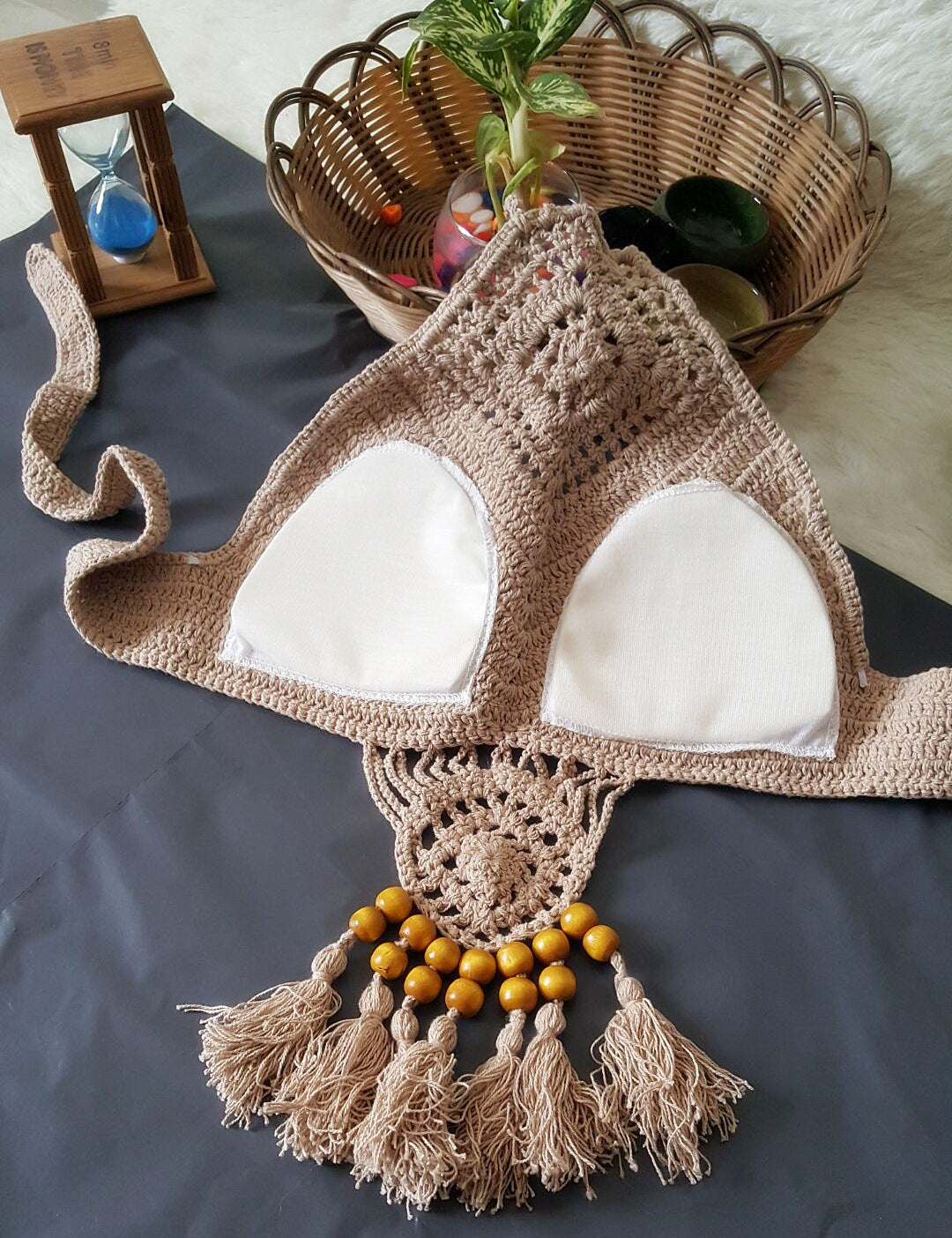 Europe and the United States New Woman Swimsuit Set, Beach Sunshine Bath, Foreign Trade Crochet Crochet Tassel Bikini