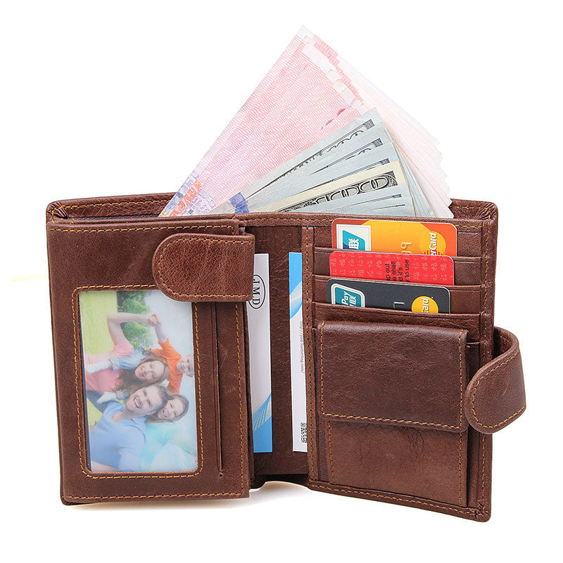 J.M.D Leather Wallet Multi Card Leather Men'S Wallet Purse RFID Scan 8129 anti Foreign Trade
