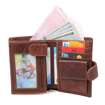 J.M.D Leather Wallet Multi Card Leather Men'S Wallet Purse RFID Scan 8129 anti Foreign Trade