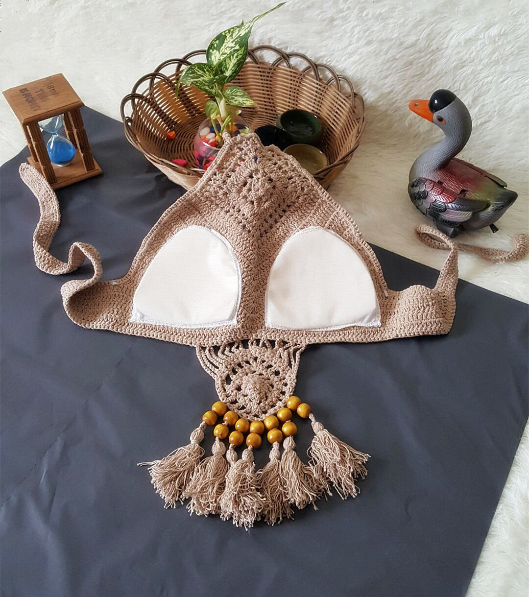 Europe and the United States New Woman Swimsuit Set, Beach Sunshine Bath, Foreign Trade Crochet Crochet Tassel Bikini
