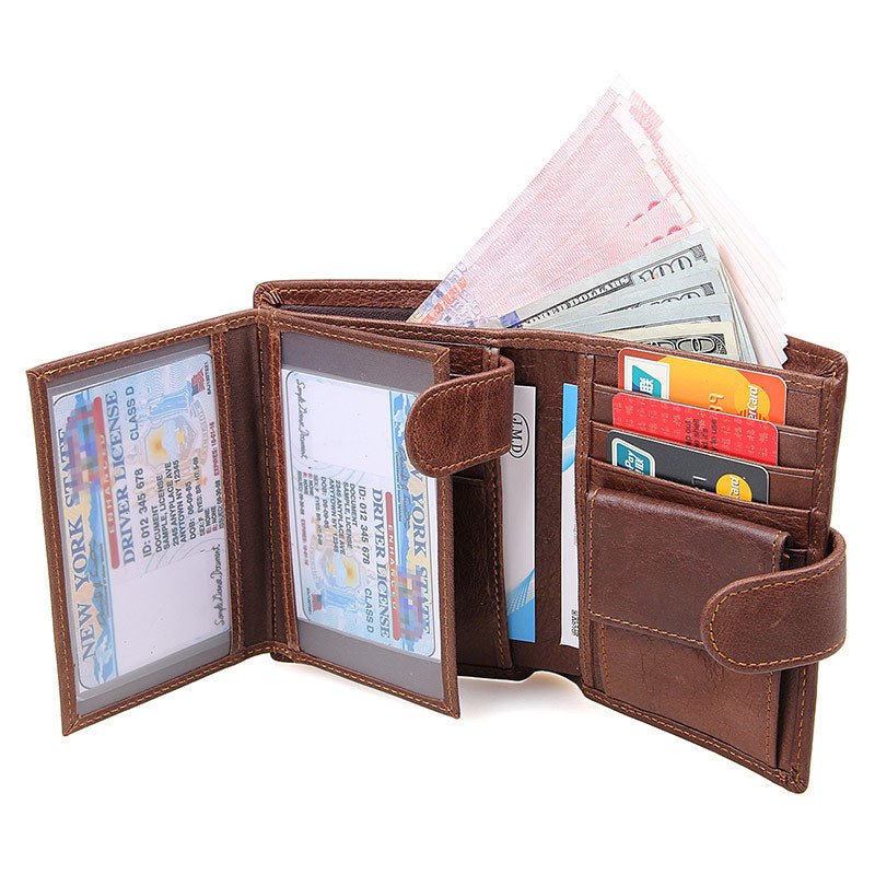 J.M.D Leather Wallet Multi Card Leather Men'S Wallet Purse RFID Scan 8129 anti Foreign Trade