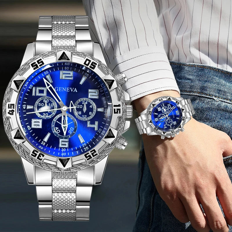 Men'S Foreign Trade Watch Men'S Large Dial Quartz Sports Square Watches for Men'S Glowing Watch Set