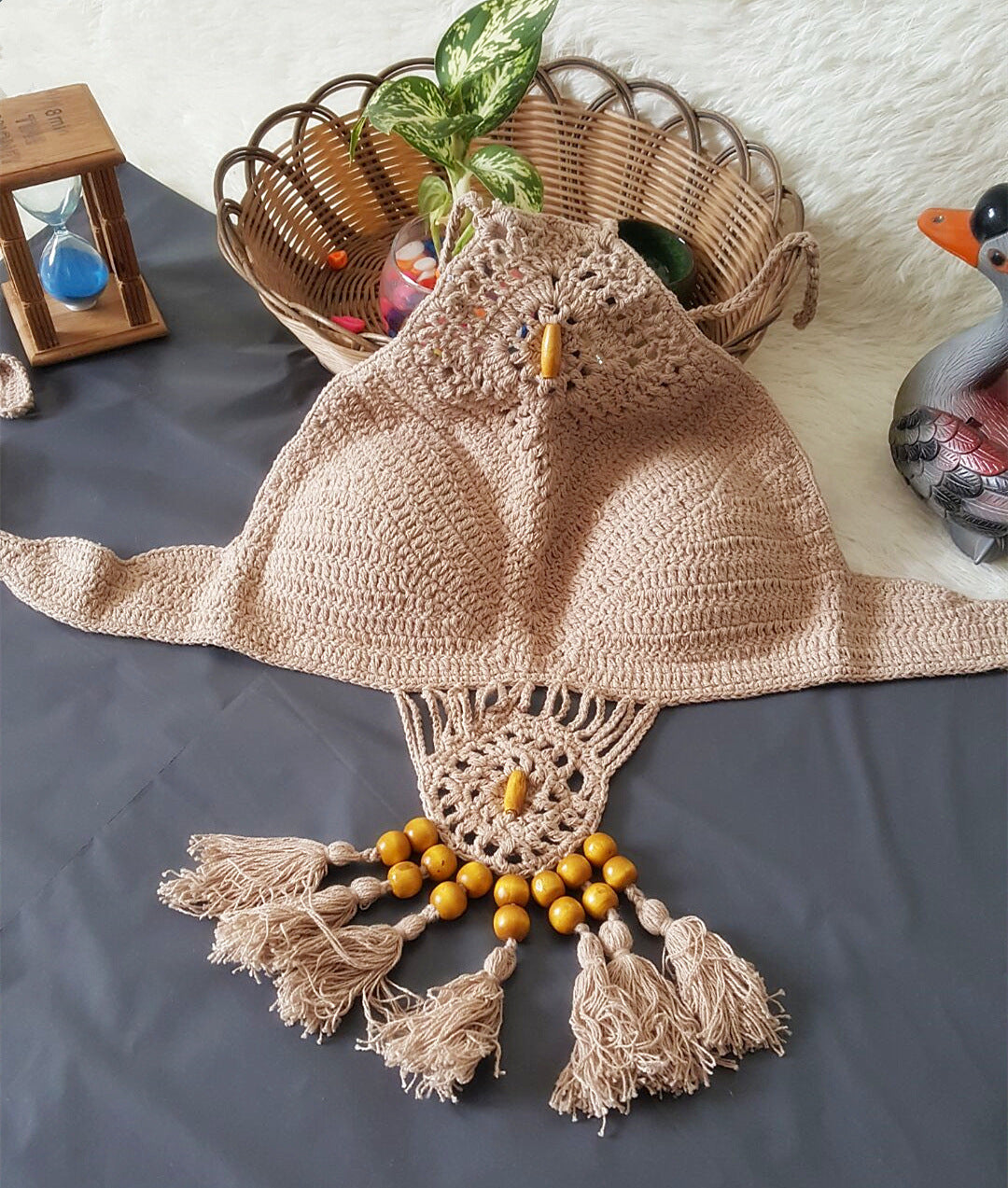 Europe and the United States New Woman Swimsuit Set, Beach Sunshine Bath, Foreign Trade Crochet Crochet Tassel Bikini