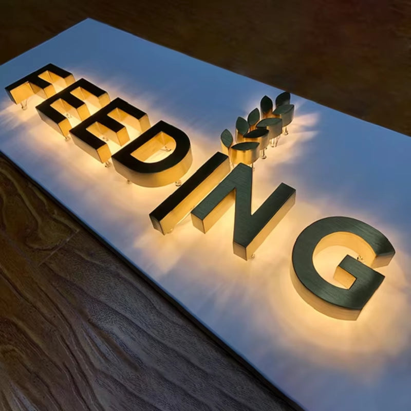 Business Logo Sign Custom 3D Backlit Business Sign Office Sign Shop Business Metal Logo Acrylic Wall Sign Trade Show