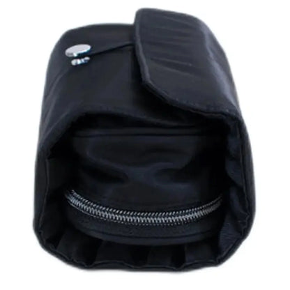 Makeup Brush Holder Makeup Brush Bag Travel Case Pouch Cosmetic Bag Organizer Travel Portable Cosmetics Brushes Black Leather Case with Small Clear Bag for Makeup Artists (Black)