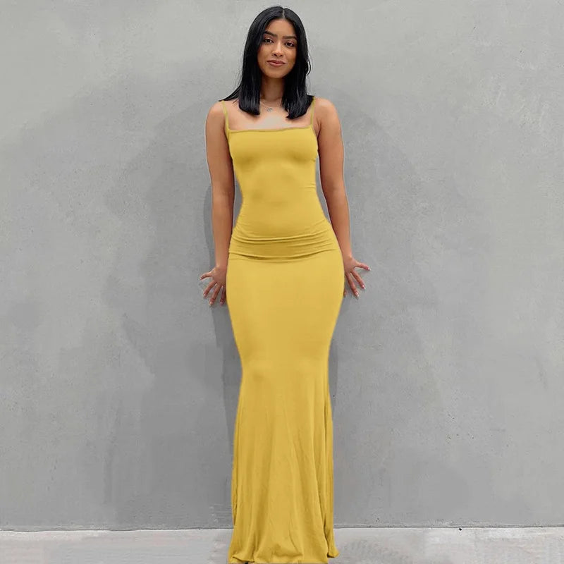 Europe and the United States Cross-Border Foreign Trade Women 2024 Solid Color Sexy Slim High Step Slip Dress